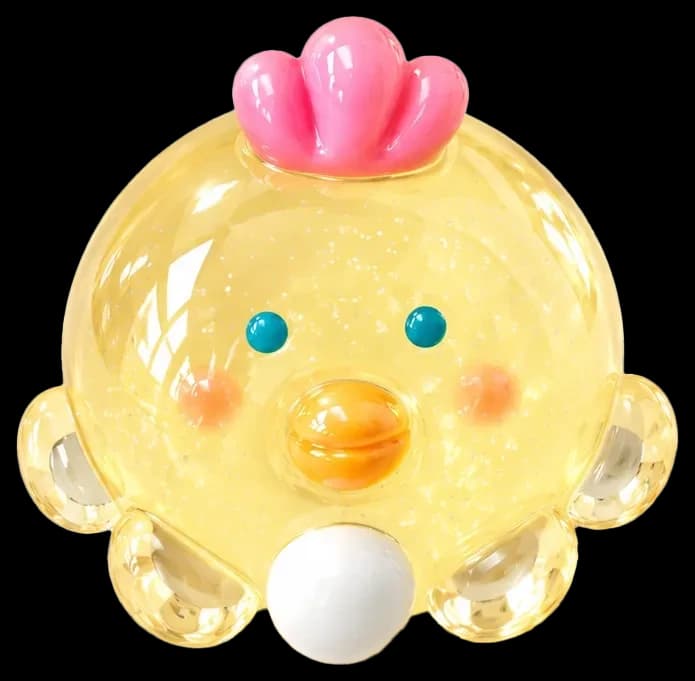 A glossy yellow chick character